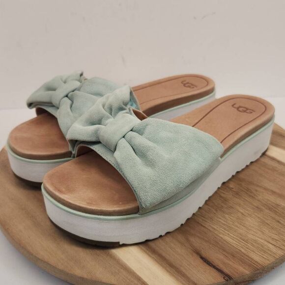 UGG Mint Green Bow Slide Sandals - Picture 5 of 8